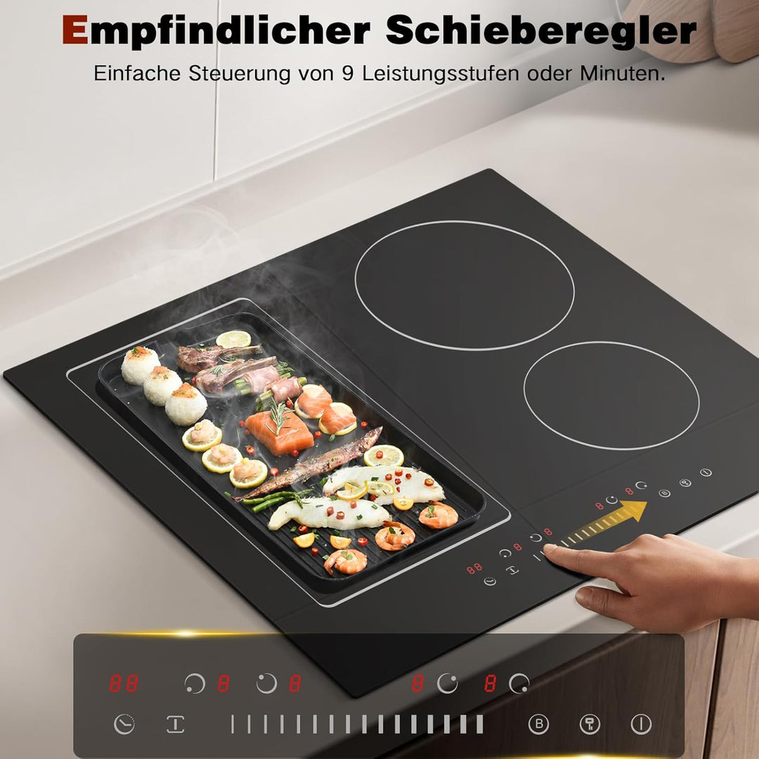 NOXTON Induktionskochfeld 60 cm mit Flexzonen, Autarkes Induktionsfeld 4 Platten, Kochfeld Induktion