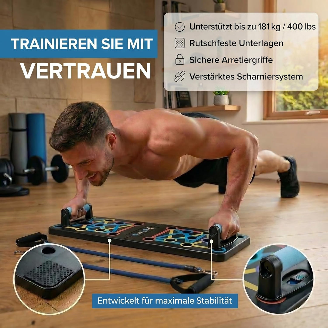 Body &amp; Mind® Push-Up Liegestütz-Brett; Faltbares Multifunktions Elite Rack Fitness-Board für Ganzkör