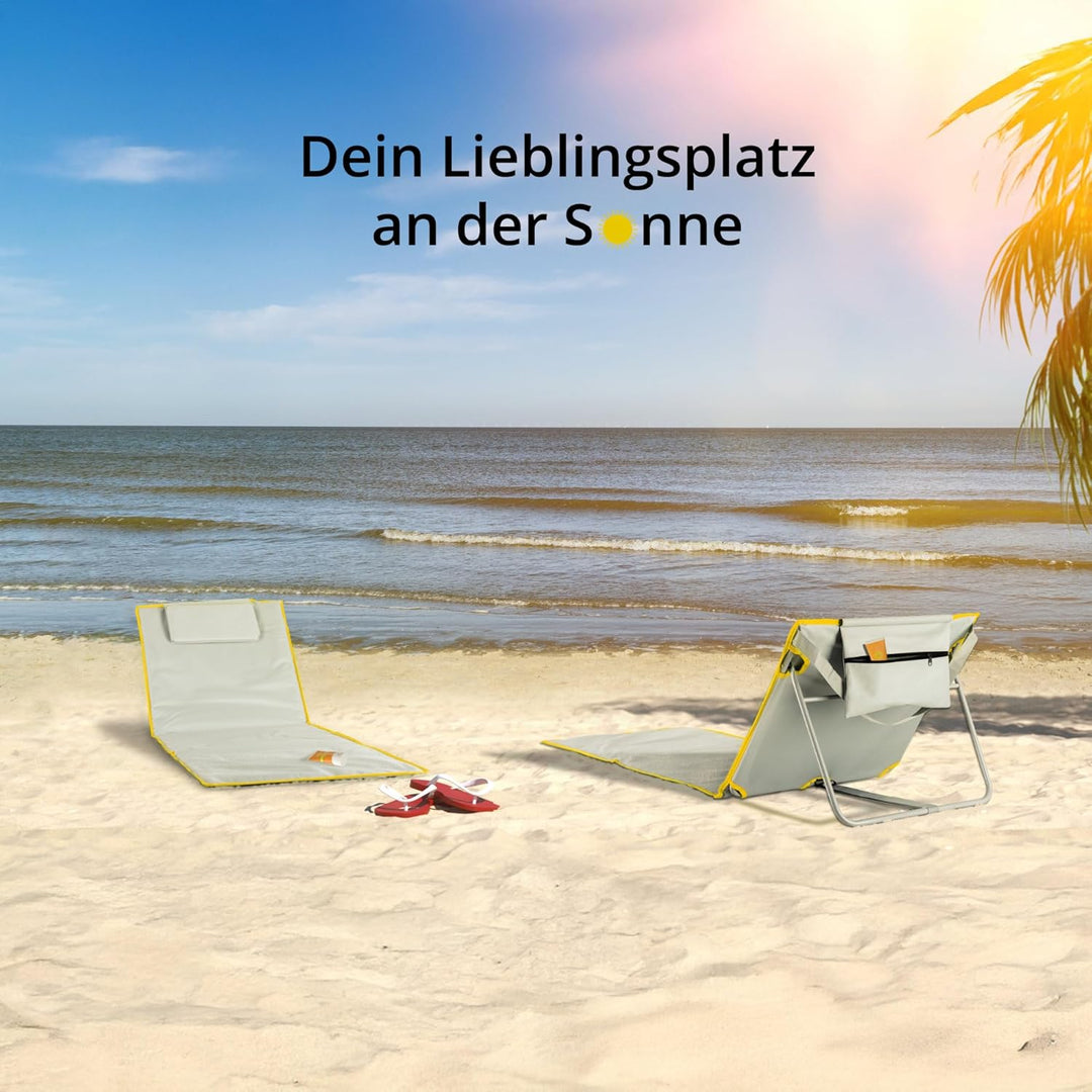 Stagecaptain Beachmatte “Layla” 2X Set - Gepolsterte Strandmatten mit Kopfkissen - Verstellbare Rück