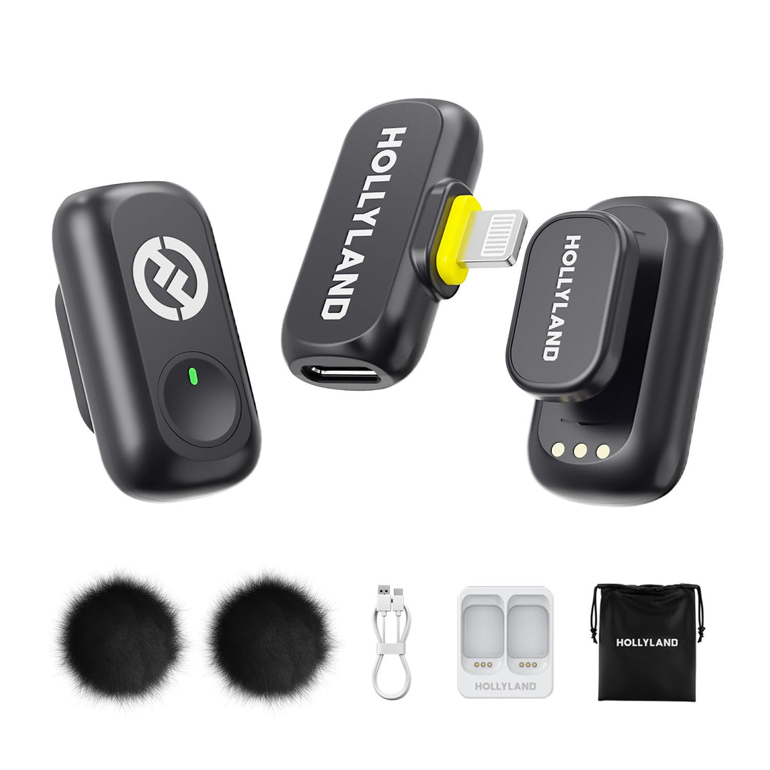 Hollyland Lark A1 Mini Duo Wireless Lavalier Mikrofon für iPhone14/13/12, Kabellos Mini Microphone m