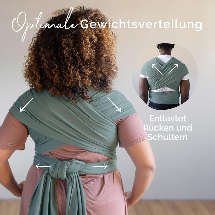 Boba Babytragetuch ab Geburt bis 15 kg - Kuschelweiches & Stützendes Baumwollfrottee, Tragetuch Baby