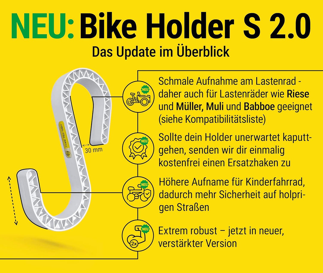 Bike Holder S 2.0 – 4x Halterung für Kinderfahrrad & Laufrad am Lastenrad | kompatibel mit Babboe, B