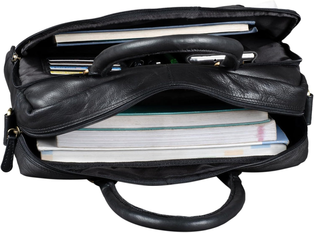 STILORD 'Adam' Vintage Laptoptasche 13,3 Zoll Leder für MacBook Air Pro Henkeltasche Umhängetasche g