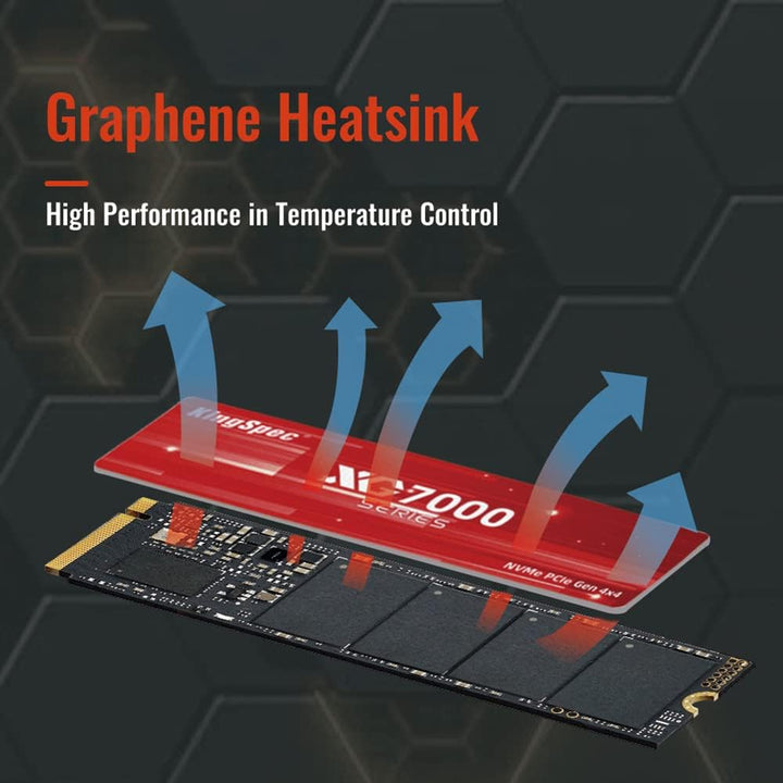 KingSpec 1TB NVMe SSD M.2 2280 Interne SSD PCIe 4.0 Gen4x4, 7400 MB/s Lesen, 6600 MB/s Schreiben, In