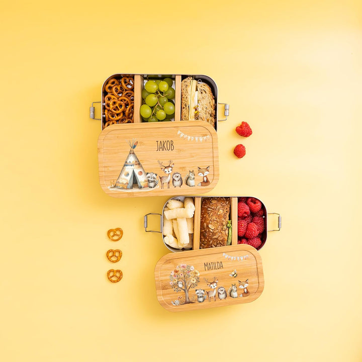 Personalisierte Brotdose für Kinder mit Spezial-Druck - Robuste Edelstahl Brotdose - Personalisierte