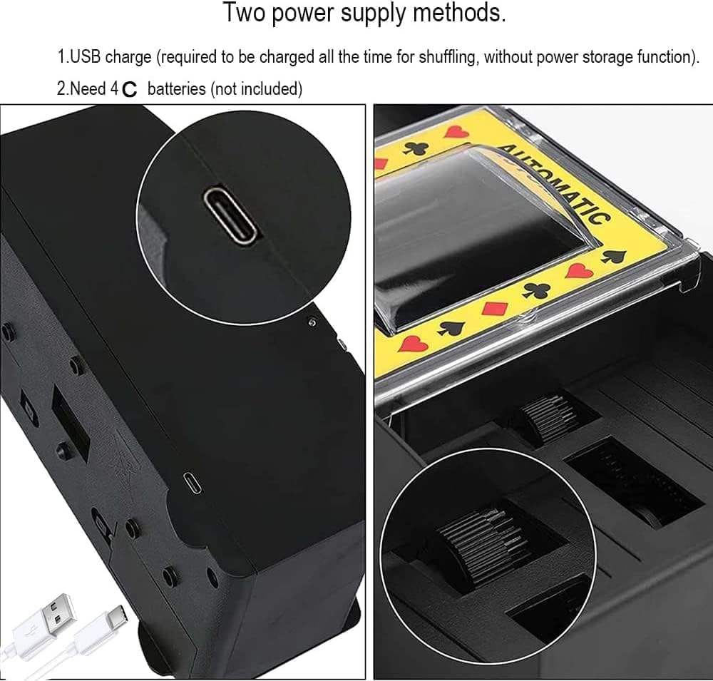 Automatischer Kartenmischer für 4 Decks - USB-C & Batteriebetrieb, Elektrischer Kartenschlucker für