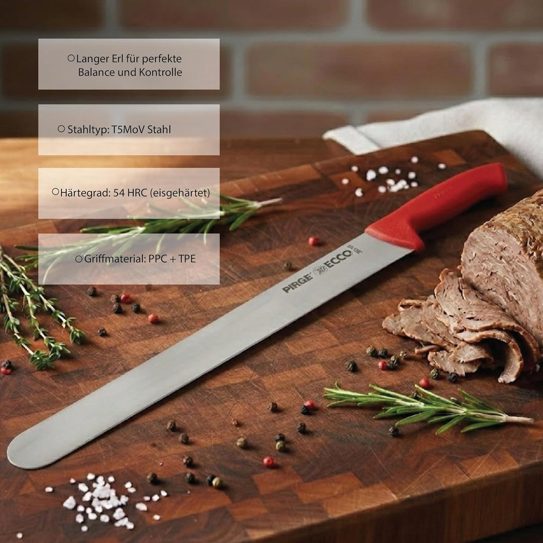 Pirge Ecco Dönermesser 55 cm Rot - Aufschnittmesser - Schärfstes Döner Langmesser - Schneidemesser -