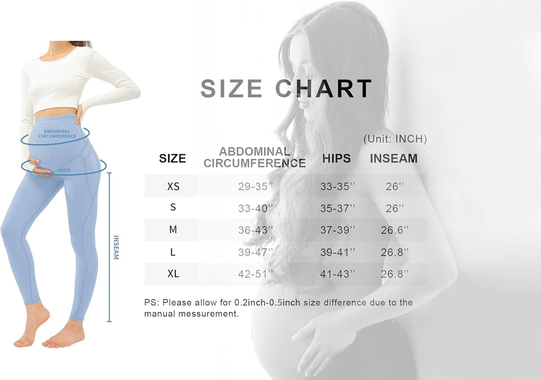 JOYSPELS Umstandsleggings über dem Bauch mit Taschen, Nicht durchsichtig, Workout-Schwangerschafts-L