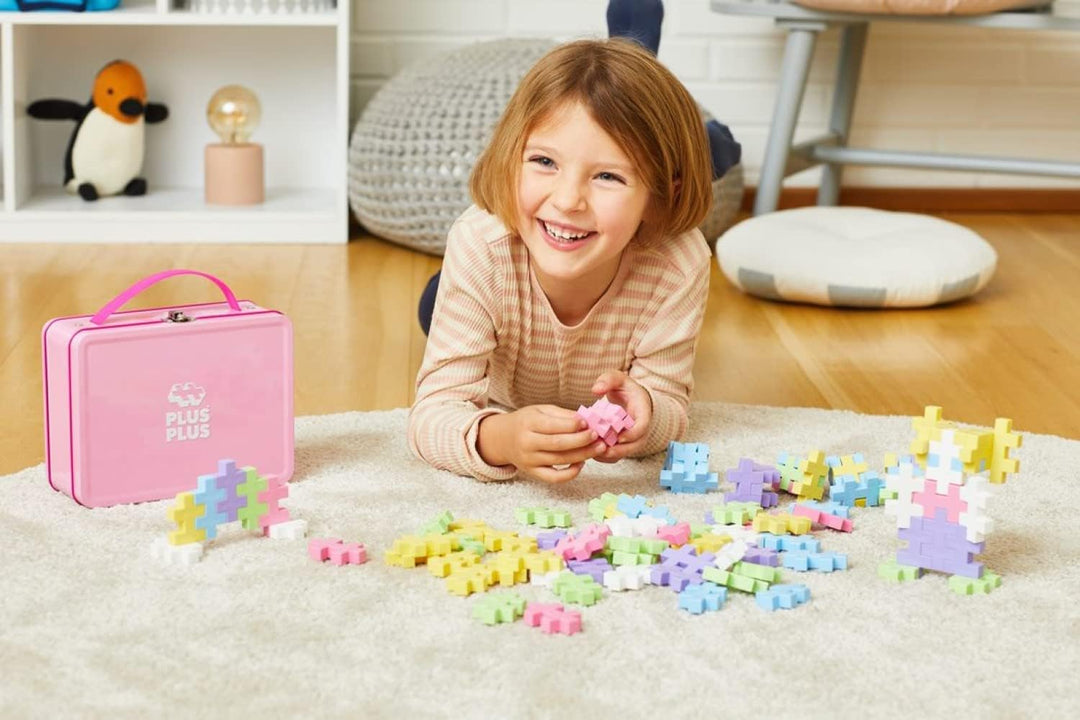 Plus-Plus 9603275 Animals Geniales Konstruktionsspielzeug, Big Box Pastel, Bausteine-Set in praktisc
