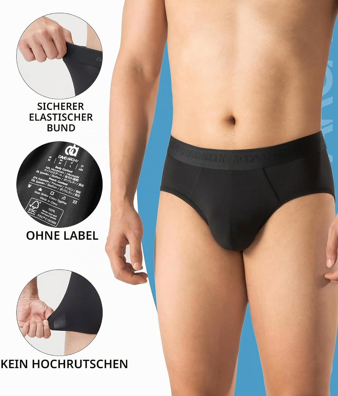 DAVID ARCHY Boxershorts Herren Modal mit Eingriff Separat Beutel Microfaser Multipack Unterhosen Fun