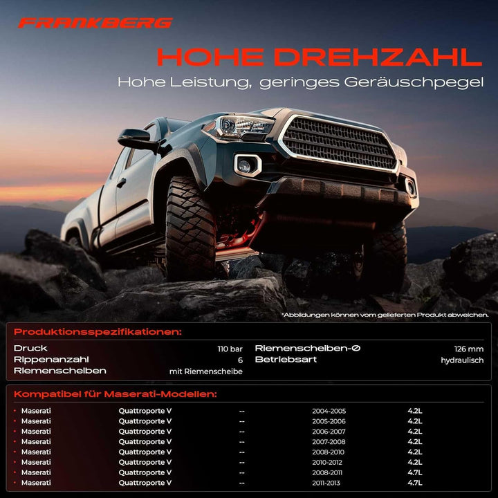 Frankberg Servopumpe Hydraulikpumpe Lenkung mit Riemenscheibe Kompatibel mit Q.uatt.roporte V 4.2L 4