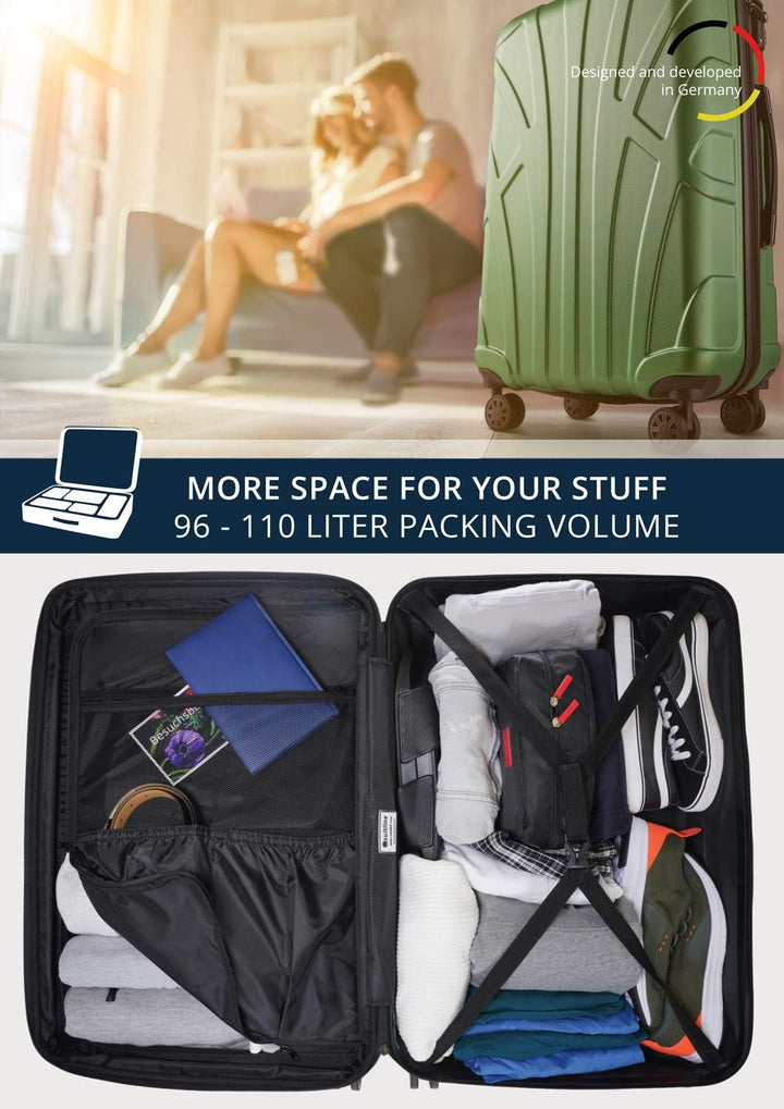 suitline - Grosser Hartschalen-Koffer Koffer Trolley Rollkoffer XL Reisekoffer, TSA, 76 cm, ca. 96-1