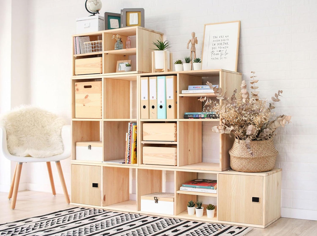 ASTIGARRAGA KIT LINE Dinamic Rechteckiges modulares Regal mit Ablage, Kiefernholz, 36,2 x 70,8 x 33