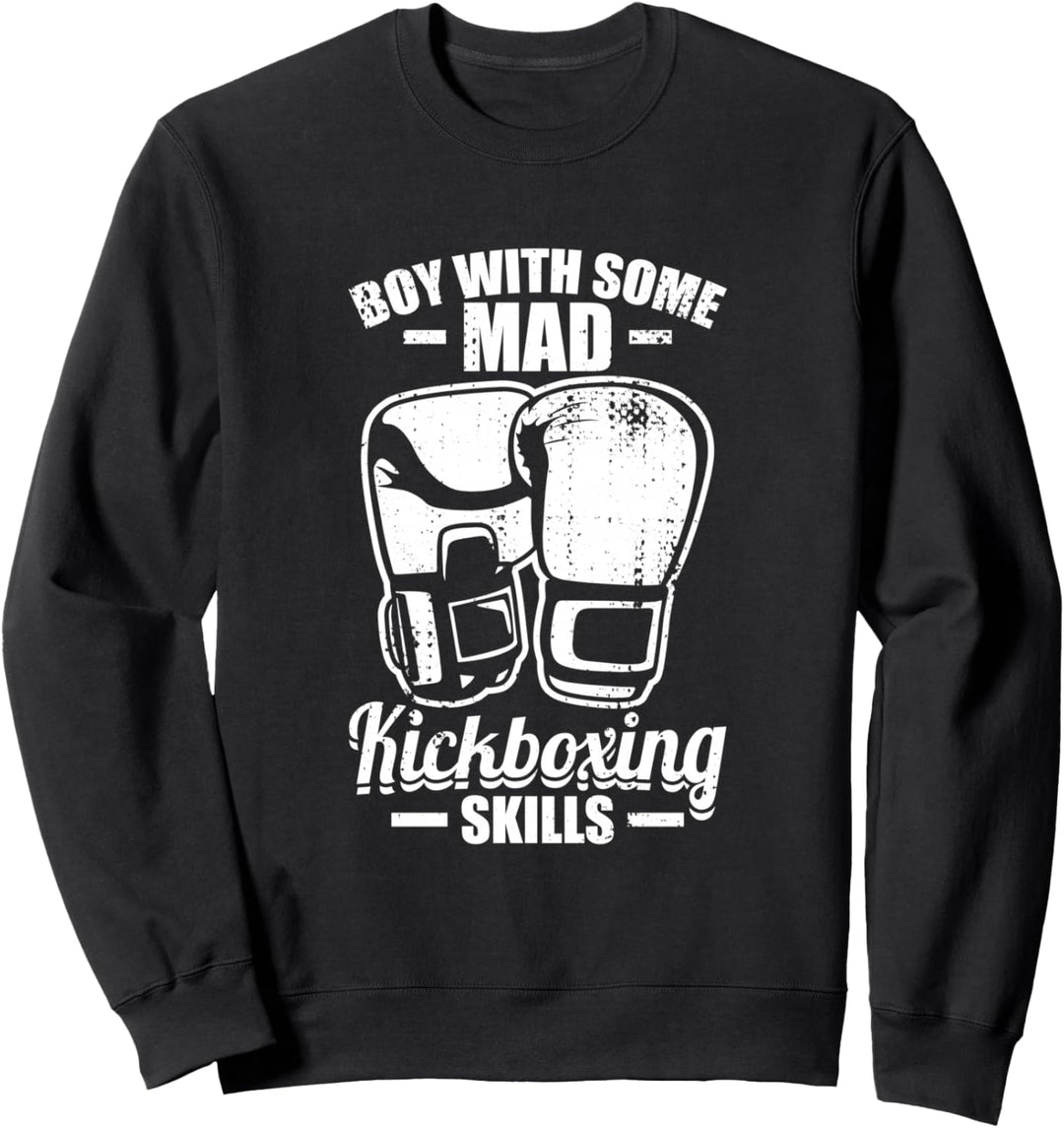 Junge mit verrückten Kickbox Fähigkeiten Kickboxen Sweatshirt