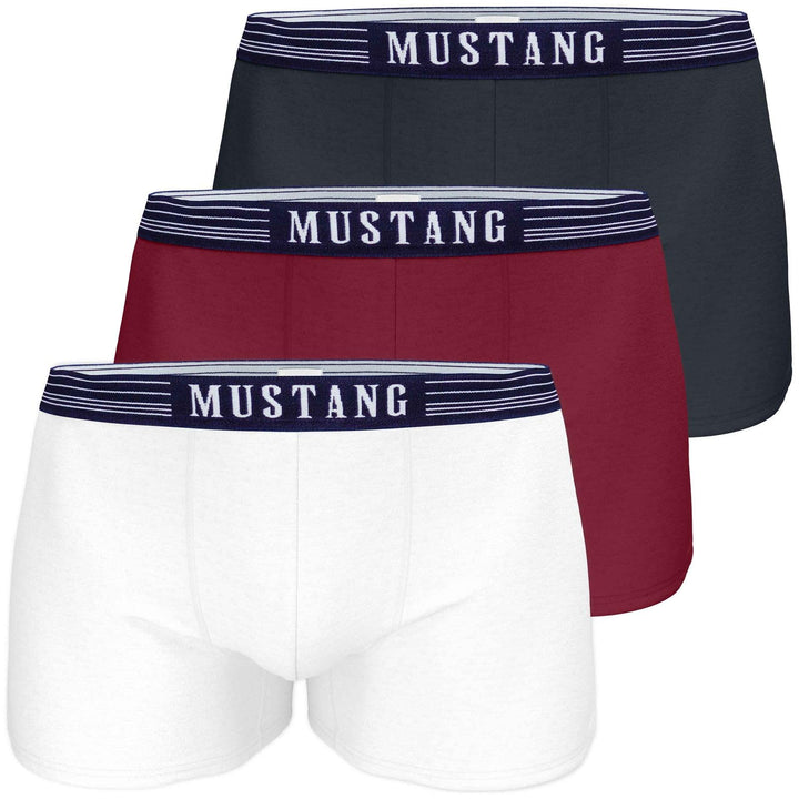 Mustang 3er Pack - Herren Boxershorts aus Baumwolle, Unterhosen für Männer, Navy/Weiss/Rot