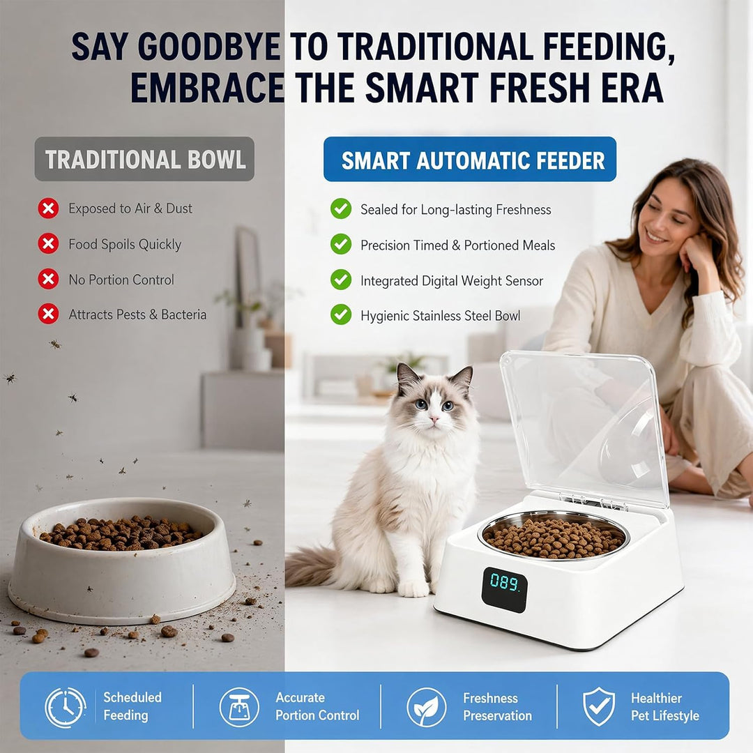 Nassfutterautomat für Katzen - Induktiv Aufklappbarem Deckel Futterautomat Katze Nassfutter,Automati