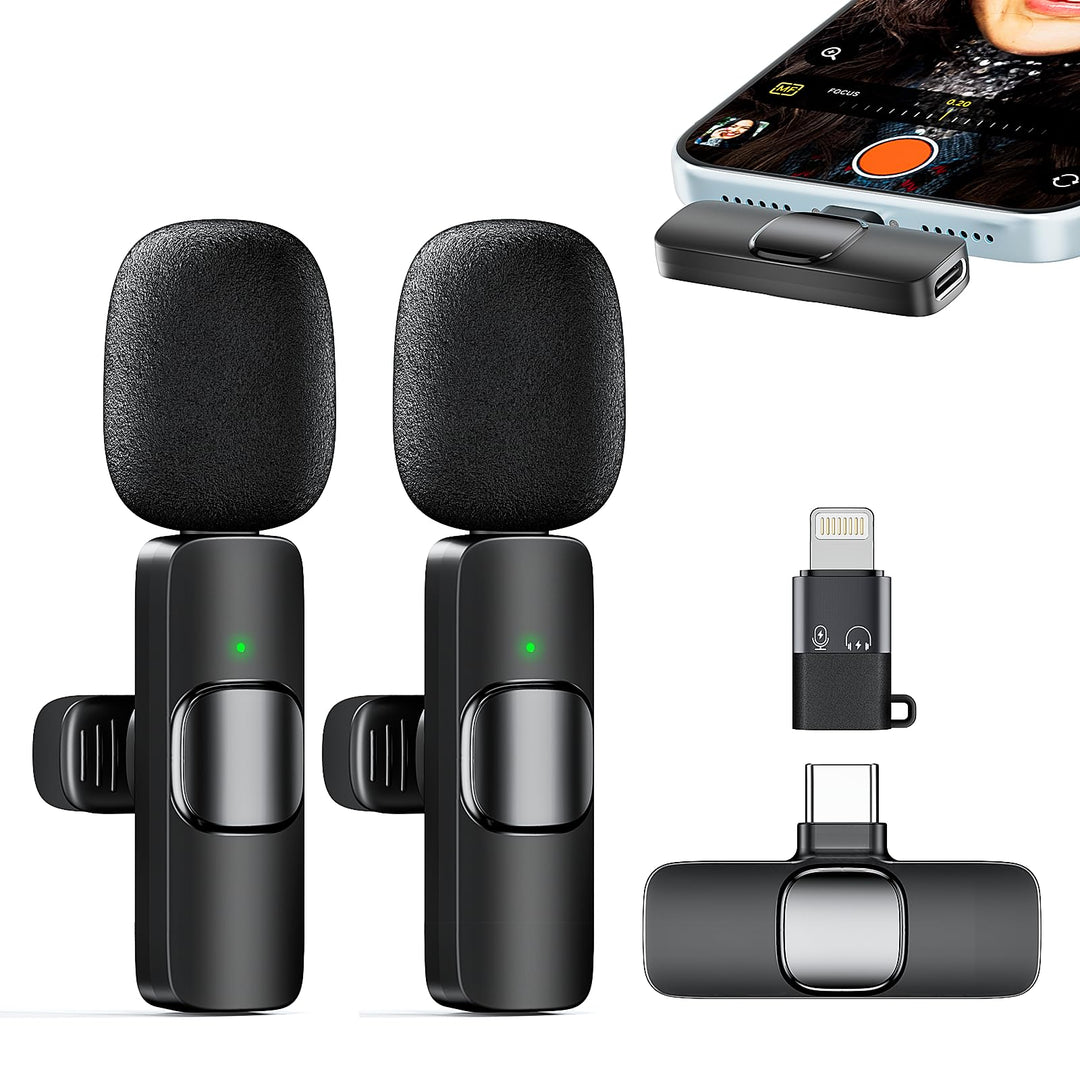 Kabelloses Lavalier Mikrofon für Handy/iPhone//iPad/Kamera, Mini Mikrofon für Live-Streaming, Rausch
