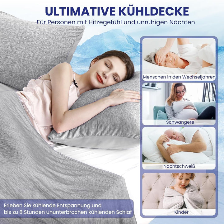 Elegear Kühldecke 150 x 200cm, Japanische Arc-Chill 3.0 Q-Max>0,5 Kühlfasern Selbstkühlende Sommerde