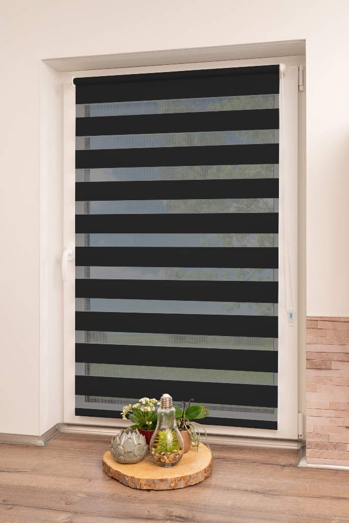 K-home Klemmfix Doppelrollo Madrid ohne Bohren Schwarz 75 x 150 cm (B x L) Schwarz 75x150 cm (B x L)
