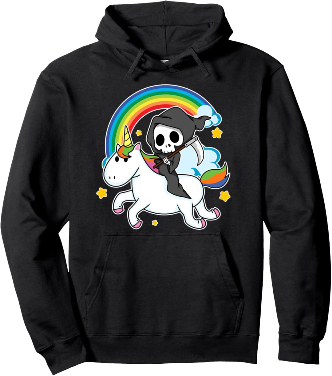 Halloween Unicorn Kostüm Sensenmann Reiter Einhorn Pullover Hoodie