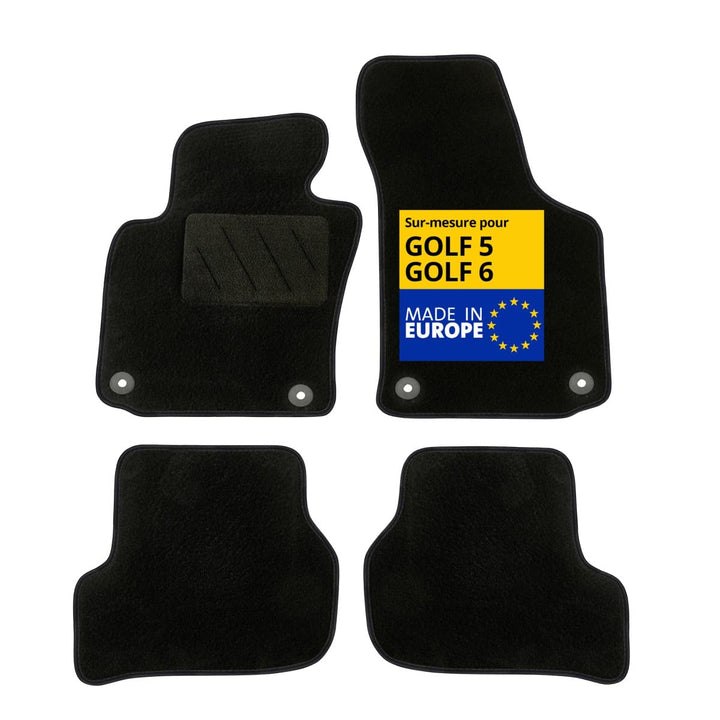 DBS - Autofussmatten - Massgeschneidert für Golf 5/6 - Mit Befestigungsclips - Antirutschmatten - 4