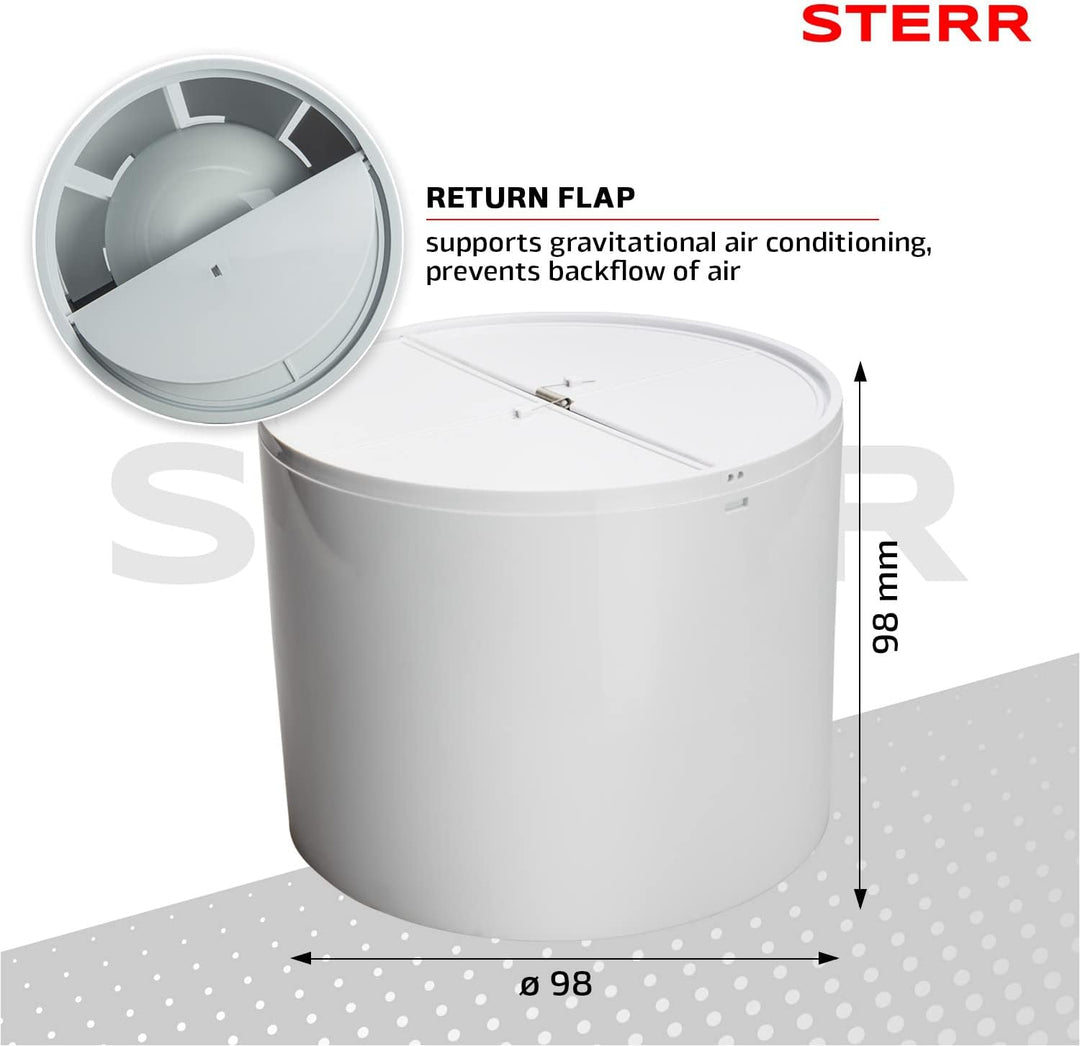 STERR IDM100S Schlanker Rohrventilator 100 mm - Rohrlüfter - Hohe Qualität - Leise - Für Bad WC - Kü