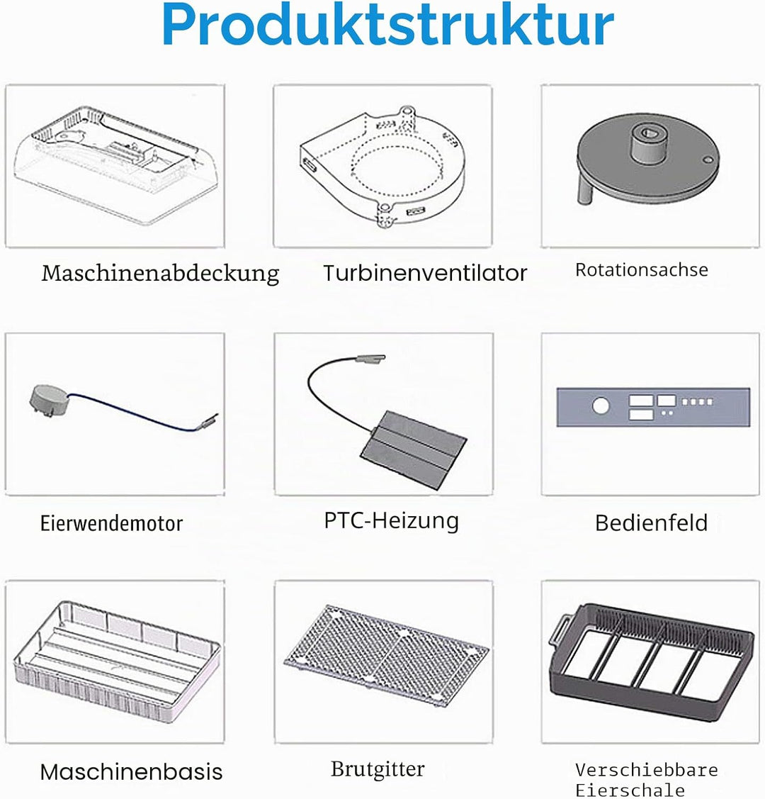 Smart Mini Egg Hatching 12 Eier Inkubator Automatische Temperaturregelung Hatcher für Hühner, Enten,