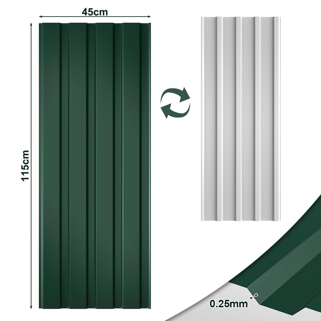 Trapezblech Dachplatten 12 Stück, 115 × 45 cm Dachblech Set aus Stahlblech, ca. 6 m², Wellblech Prof