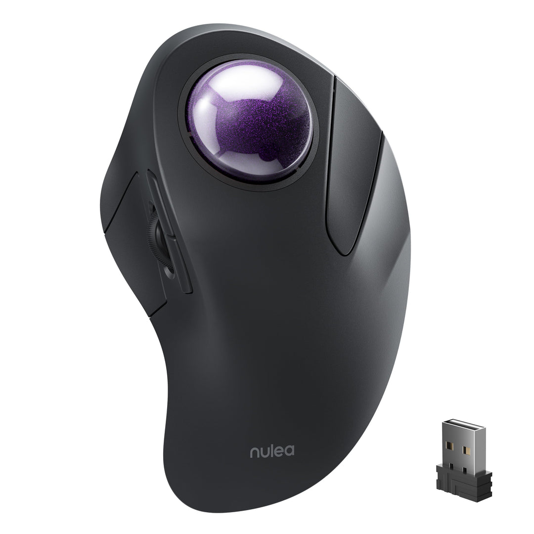 Nulea Kabellose Trackball-Maus,Ergonomisch &amp; Wiederaufladbar,Zeigefingersteuerung,5-stufig DPI (1600