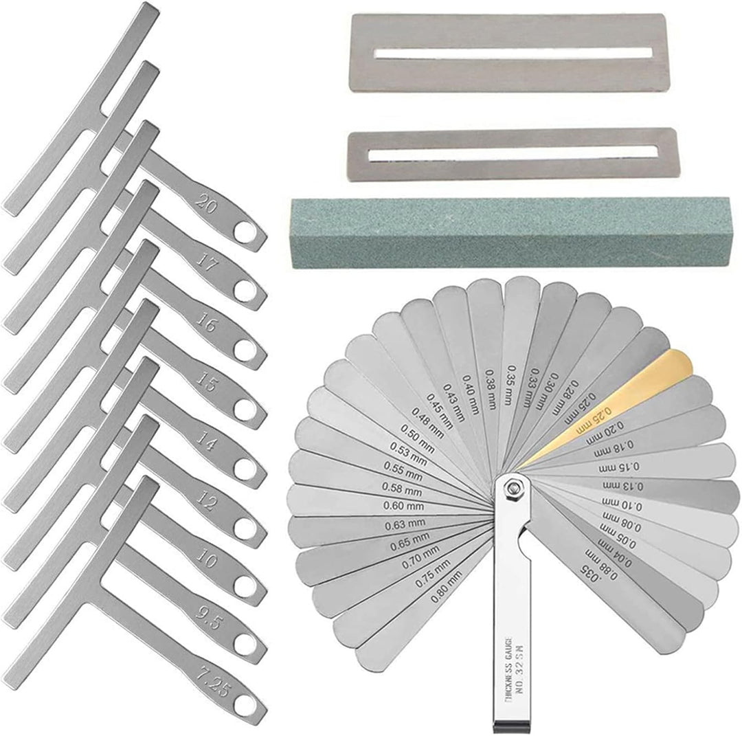 Gitarren Tool Set, Edelstahl Gitarrenwerkzeuge mit Sander Radius Gauge, String Action Ruler und Grif