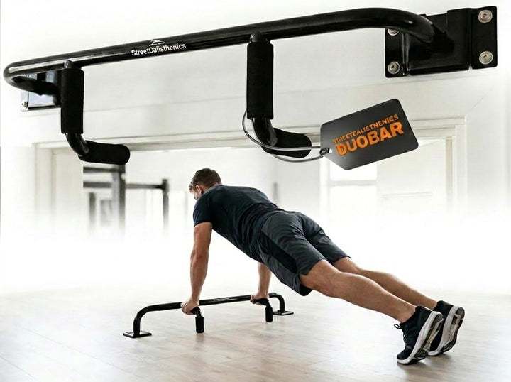 DuoBar Klimmzugstange [Wandmontage Abnehmbar] Calisthenics Equipment Homegym für Zuhause Pull Up Bar