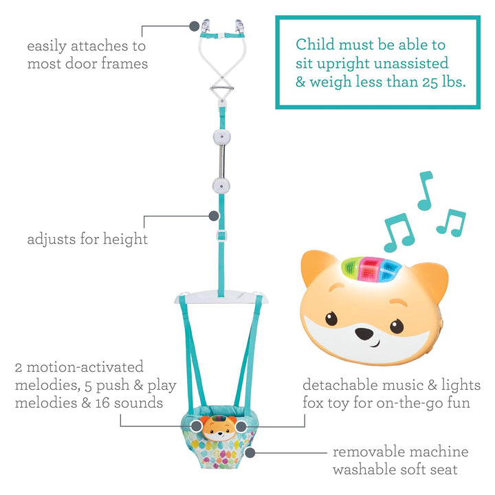 Infantino Music &amp; Lights 2-in-1-Türschaukel, Anregende Aktivitätsschaukel für Babys mit bewegungsges