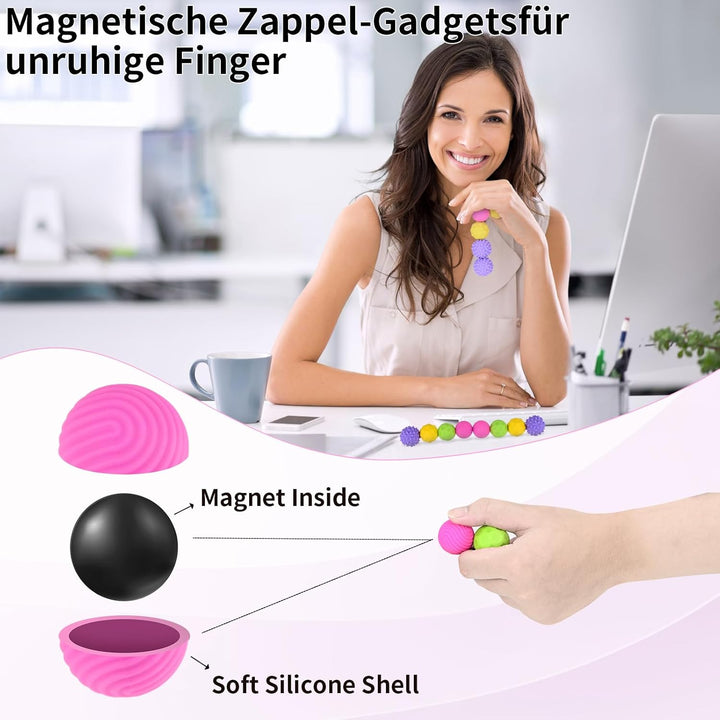 8 Stück Magnetische Fidget Toys,Anti-Stress Spielzeug aus Silikon,Magnetkugeln Stressball Silikon Se
