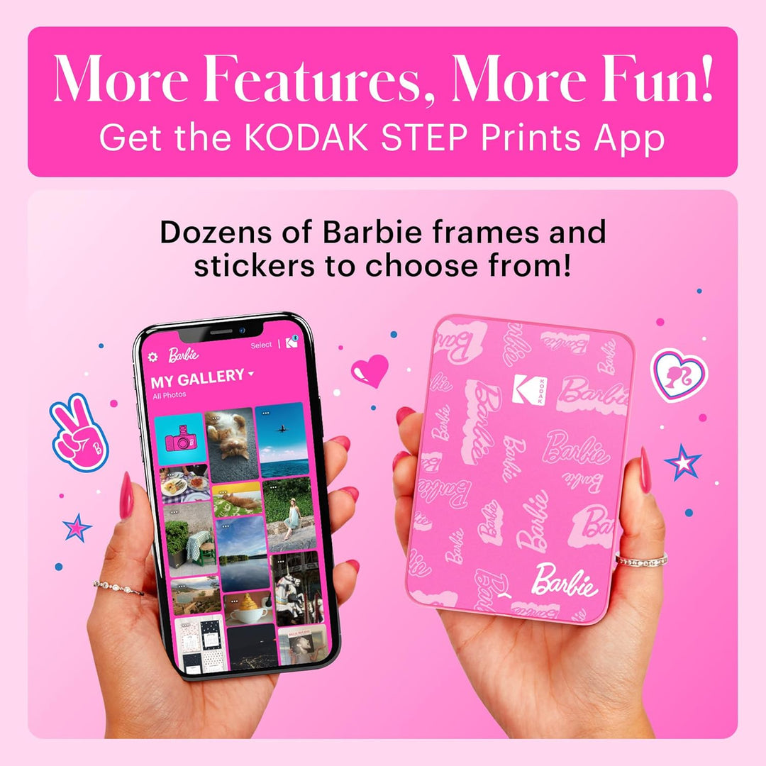 Kodak x Barbie Step Slim Kabelloser Sofortbild-Fotodrucker Barbie Starter-Bundle (Signature Style) +