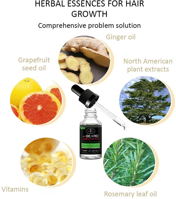 AICHUN BEARD GROWTH OIL Bartöl für Männer zur Bartpflege | brilliante Qualität mit frischem Duft | 1