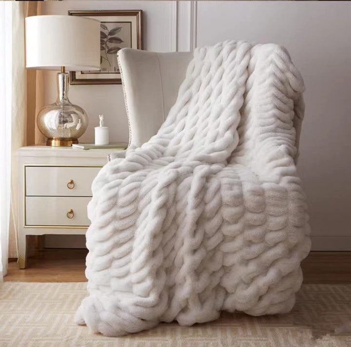 Fouriding Kunstpelz Fleece Decke,Winter weiche warme Blase Kunstpelz Fleece Decke für Bett Sofa Casu