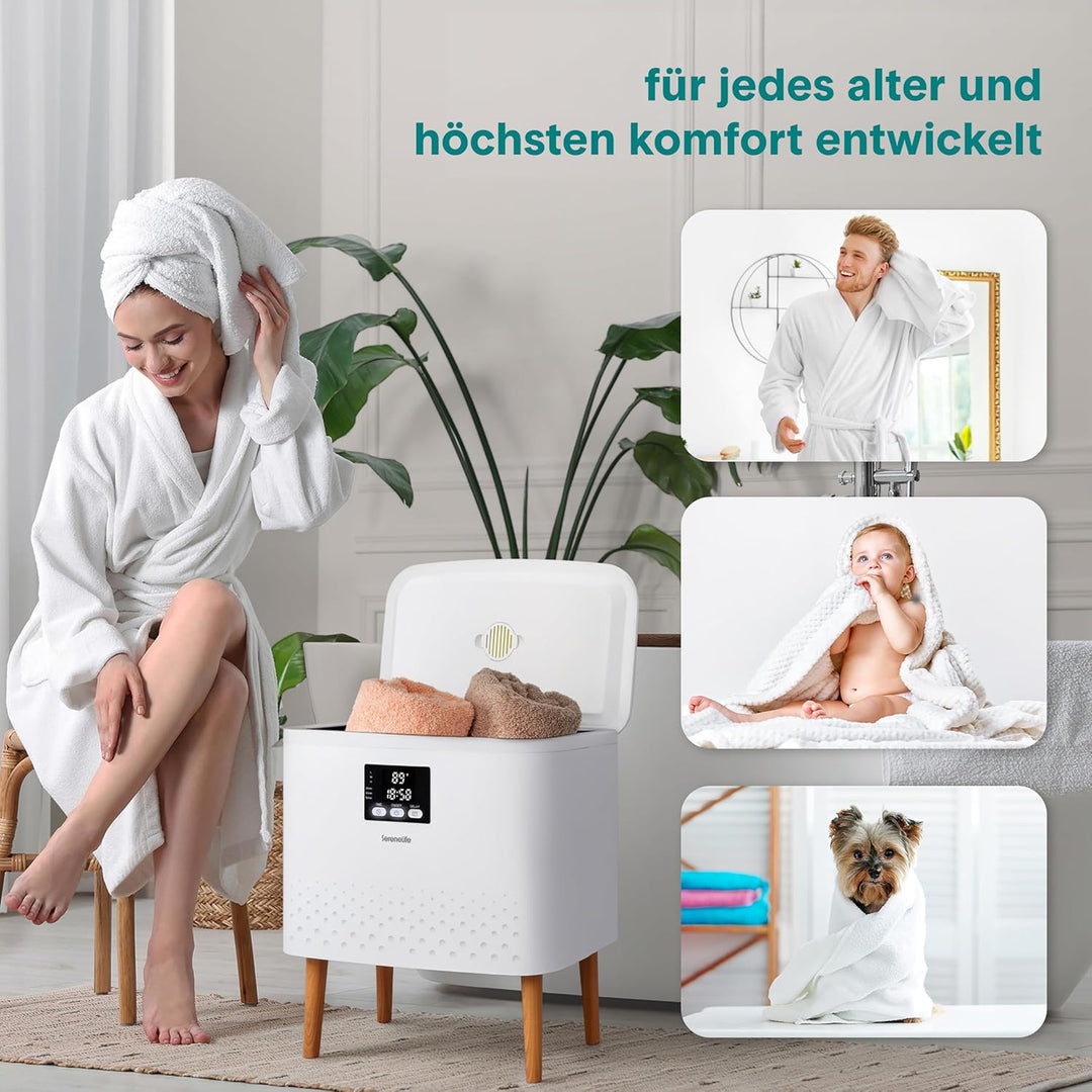 SereneLife Handtuchwärmer Eimer- 20L Elektrisch Stehend, Handtuchtrockner und Deckenwärmer mit Timer