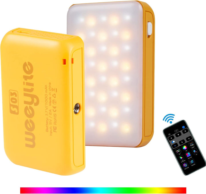 RGB LED Videoleuchte,Weeylite S03 Mini Videolicht mit APP-Steuerung,Kamera Licht Dauerlicht Dimmbare