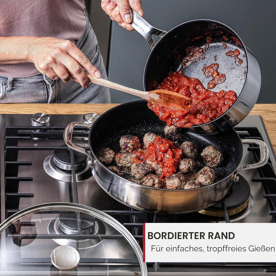 KitchenAid Stainless Steel 20cm, 24cm & 28cm Bratpfannen-Set, PFAS-Freie Gesunde Keramische Antihaft