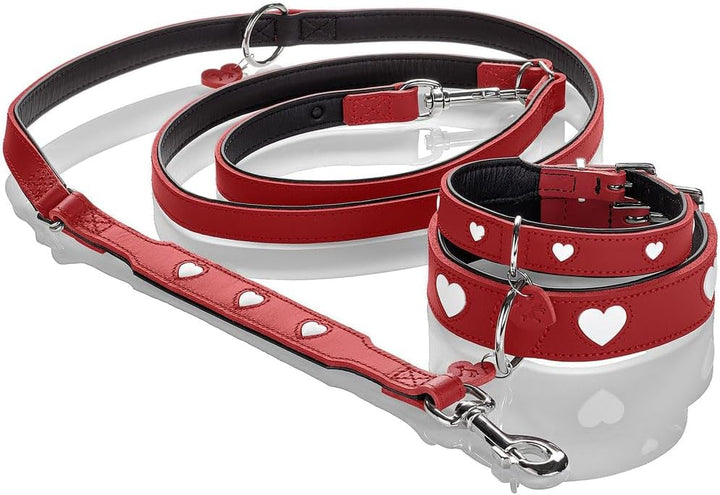 Verstellbare Führleine Love Farbe rot/schwarz, Grösse 18/200, 18/200
