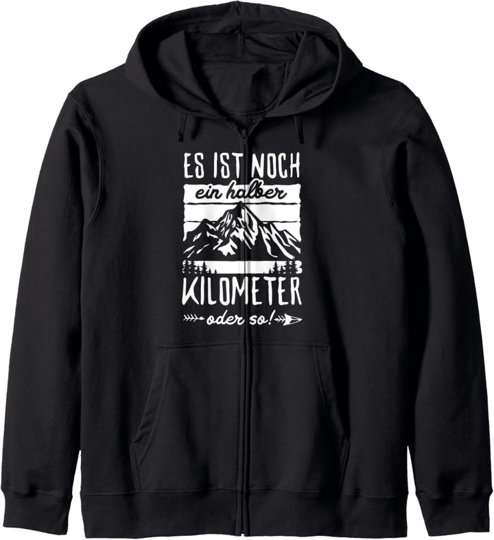 Es ist noch ein halber Kilometer oder so Walking Pilgern Kapuzenjacke