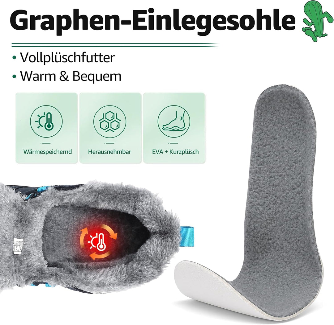 SAGUARO Winter Barfussschuhe Warm Gefüttert Winterschuhe für Damen Herren,EU Gr.36-48 38 EU Dunkelbl