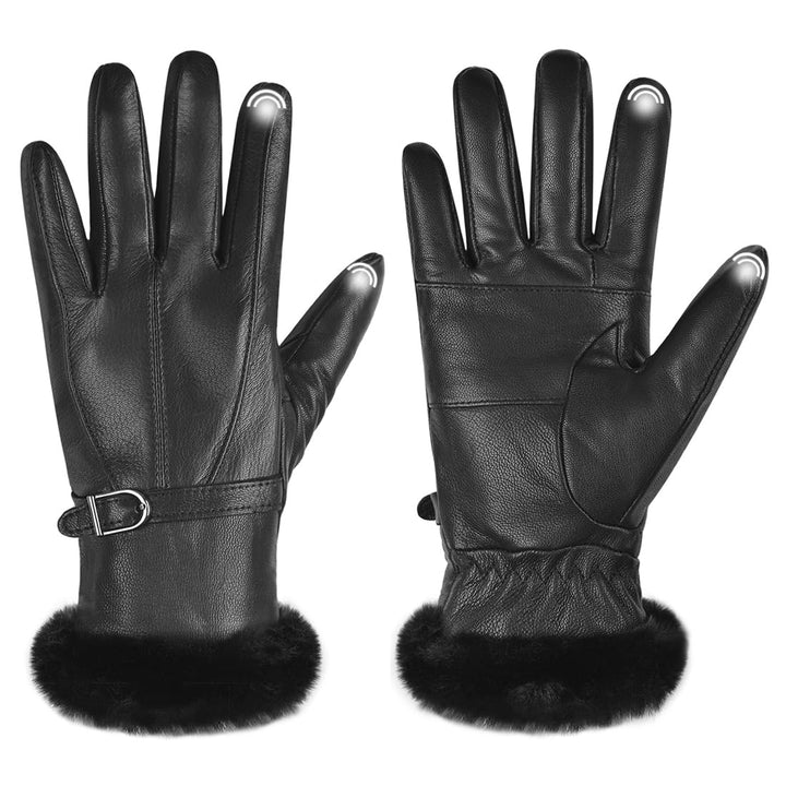 Harssidanzar Damen Lederhandschuhe Winter Thermo handschuhe Kleid Lederhandschuhe Fell gefüttert für