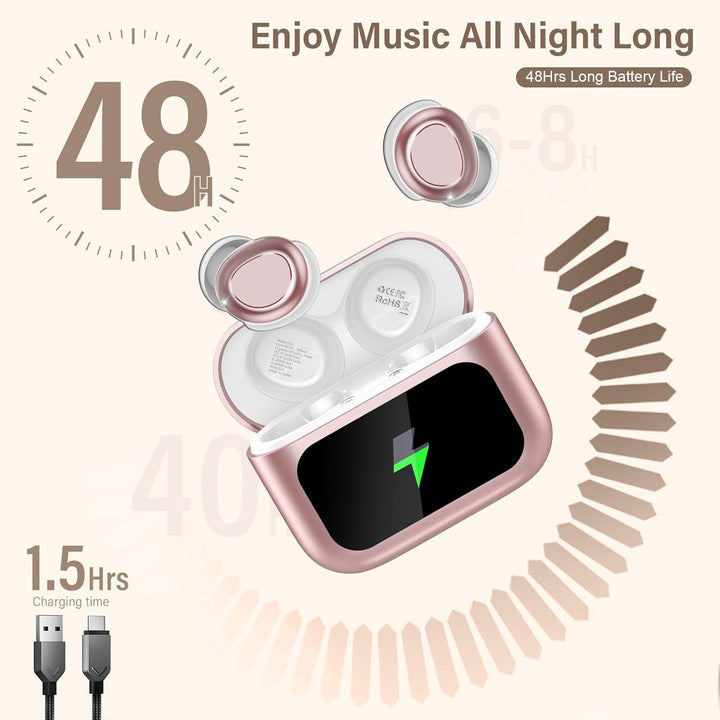 ZYHKON Bluetooth Kopfhörer, Bluetooth 5.4 Schlafkopfhörer In Ear mit Touchscreen, 48H Spielzeit Mini