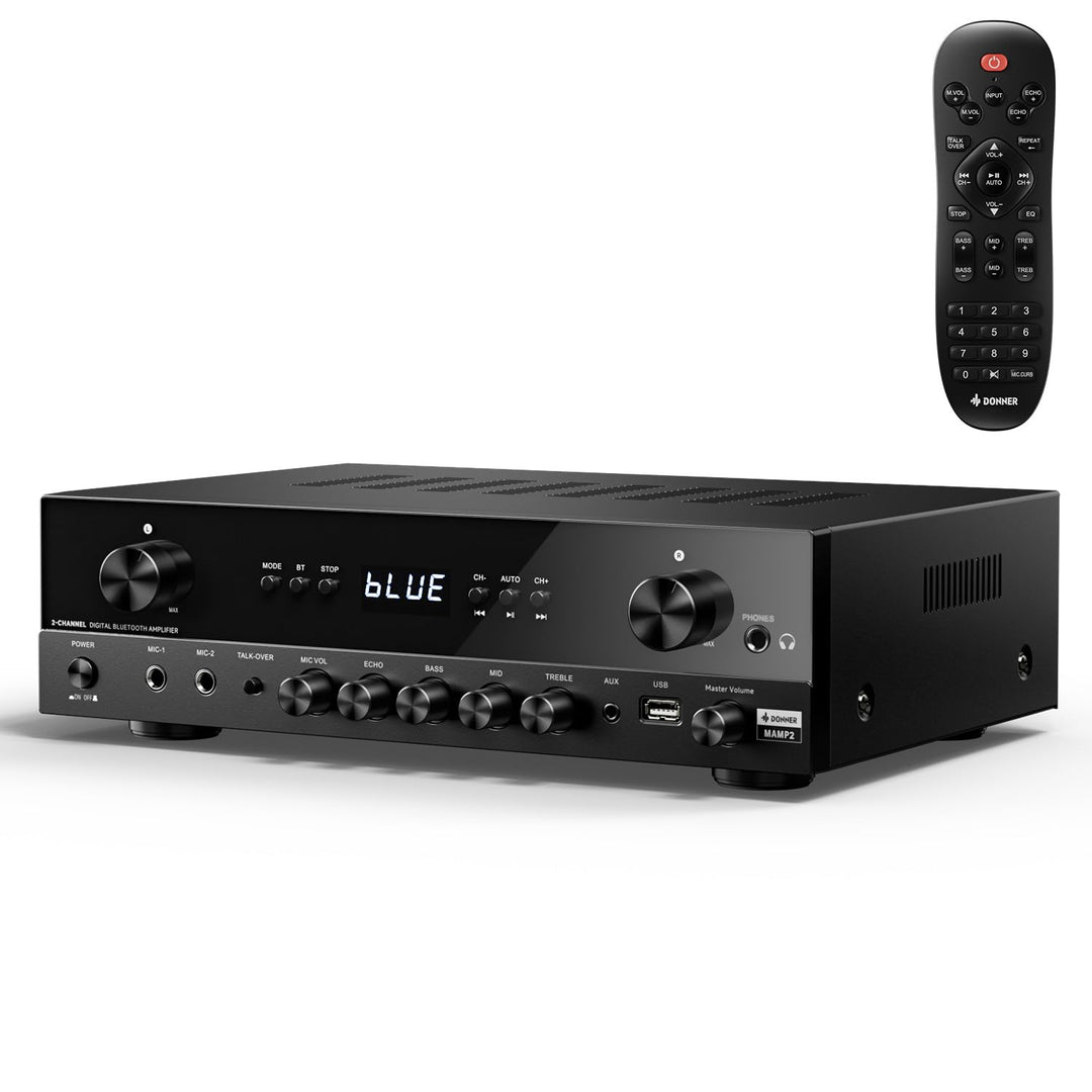 Donner Stereo Verstärker, 600 W Peak, 2-Kanal-Receiver mit Bluetooth 5.3, Phono, Optisch, Koaxial, U