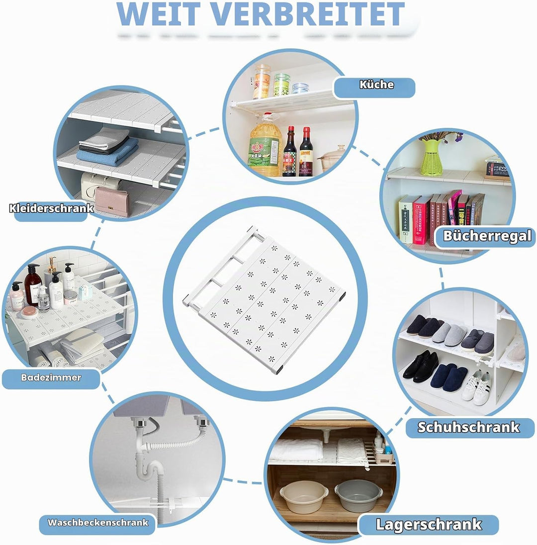 Einlegeböden Kleiderschrank, 38-60cm Verstellbare Regaleinsatz für Schrank, Regaltrenner, Teleskopre