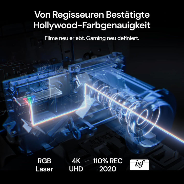 Valerion VisionMaster Pro2 4K Triple-Laser Beamer Bundle mit 120" kabelloser motorisierter Leinwand