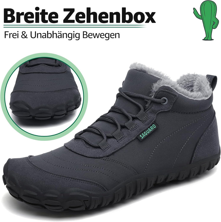 SAGUARO Barfussschuhe Winter Warm Wasserabweisend Gefüttert Winterschuhe für Damen Herren Gr.36-46 3