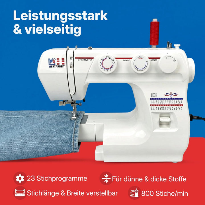 W6 WERTARBEIT N 1235/61 Nähmaschine (Freiarm Super Nutzstich-Nähmaschine (29 Programme)) weiss Stand