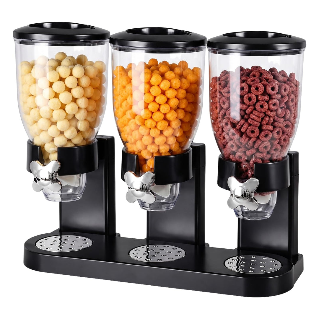 Cereal Dispenser Countertop 2L, Dreifacher Müslispender, Luftdichte Vorratsdosen mit Drehverschluss,